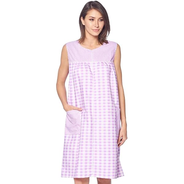 casual nights house dress Casual Nights Women's Zipper Front House Dress Duster Sleeveless Housecoat Lounger Robe- Floral Pink, Small