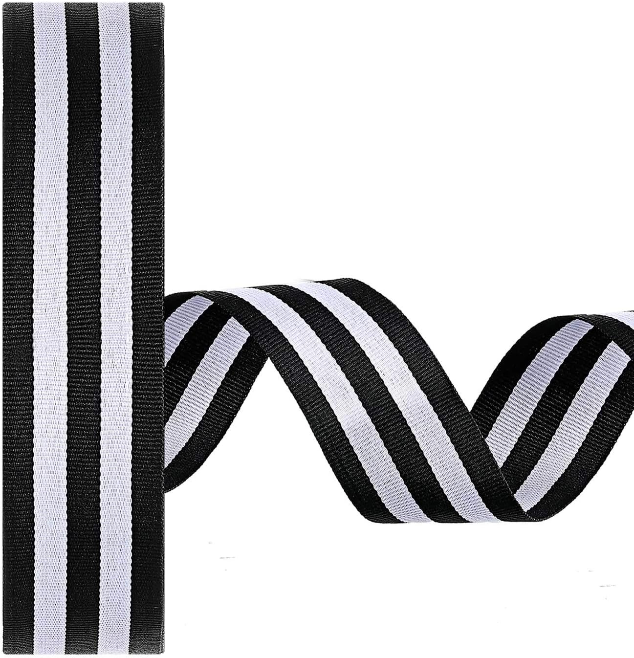 50 Yards Black and White Striped Ribbon Striped Fabric Grosgrain Ribbon