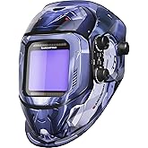 ARCCAPTAIN 3.93"X3.66" Large Viewing Screen Auto Darkening Welding Helmet, True Color Solar Power Welding Hood with 4 Arc Sensor Wide Shade 4/5-9/9-13 for TIG MIG Arc, HSH-G999-ST