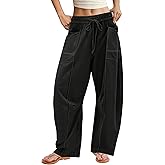 ReachMe Womens Barrel Sweatpants Baggy Wide Leg Sweat Pants Drawstring Travel Pants Summer Vacation Outfits