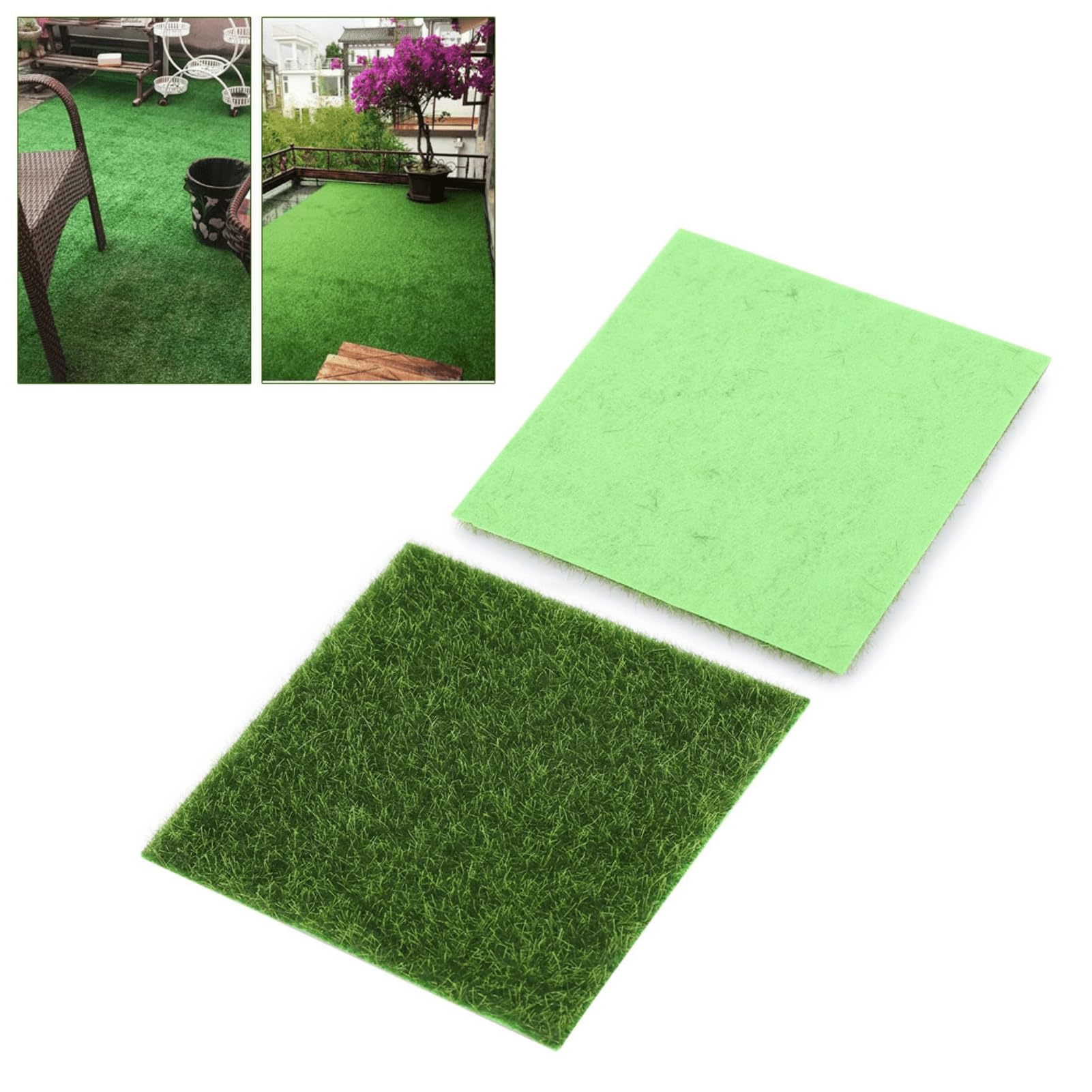 Tissting Artificial Turf Tiles, Realistic Synthetic Lawn Mats 15x15cm 10PCS Washable Faux Grass for DIY Garden Landscaping Balcony Decoration