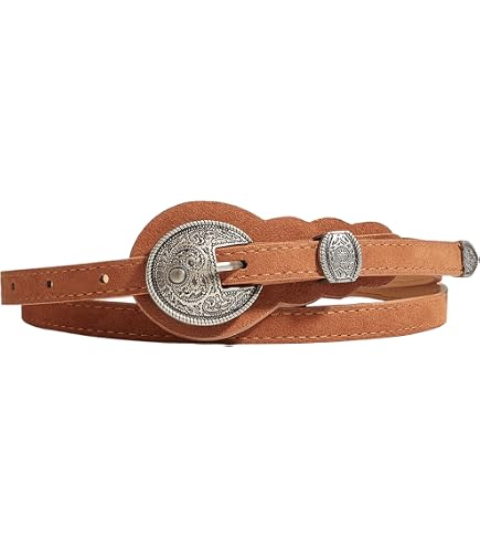 SUOSDEY Western Skinny Leather Belts for Women Adjustable  display picture 1