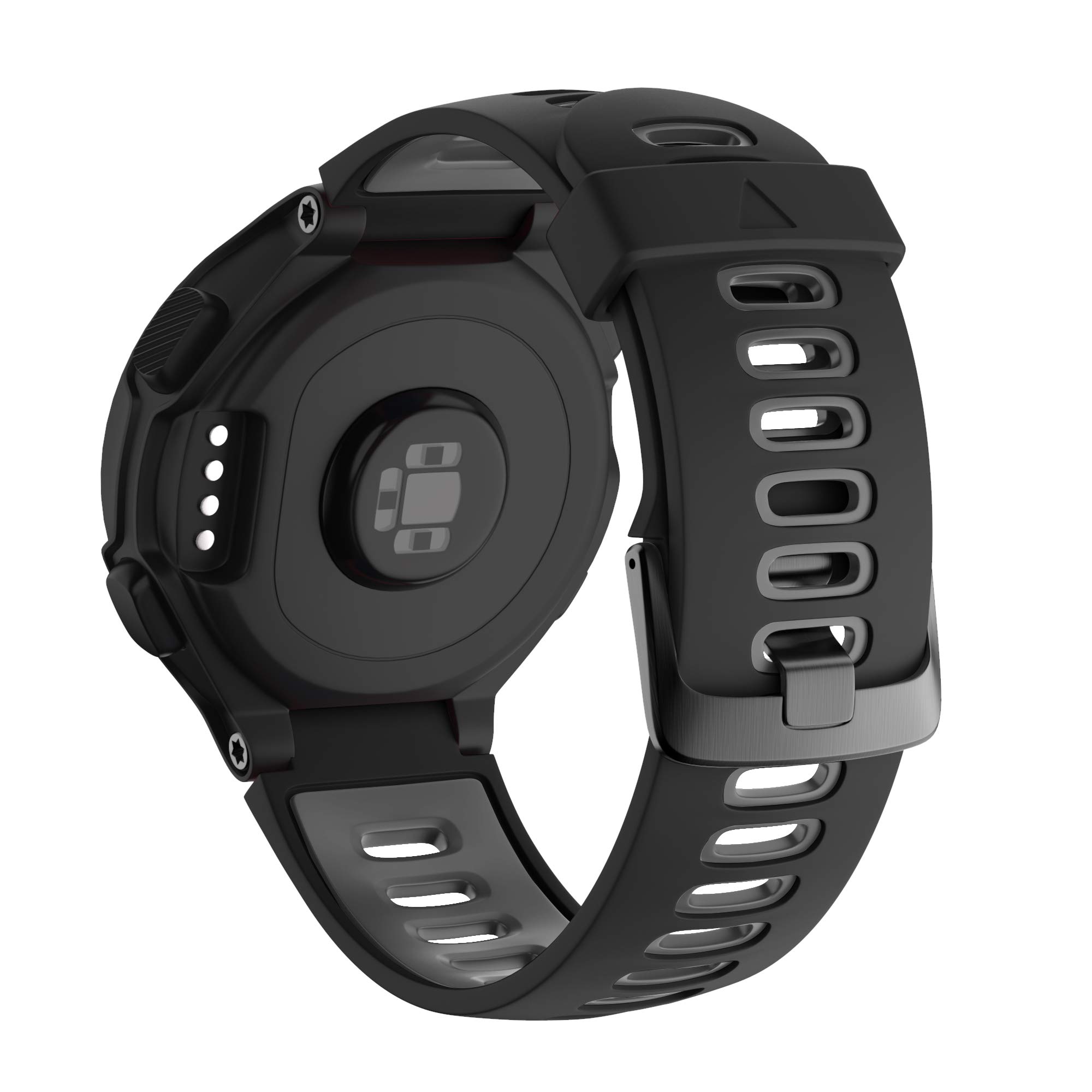 NotoCity Forerunner 735XT/235 Strap Replacement Watch Band Silicone Sports Strap for Garmin Forerunner 235/230/620/630/735XT(black,black buckle)