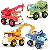 Olbyefly Construction Toys for 2 3 4 5 Years Old Boys Girls Kids Toddlers, Sandbox Excavator Toy Construction Truck Toys Vehicles Dump Crane Cement Mixer Truck, Christmas Birthday Gifts