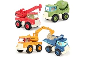 Olbyefly Construction Toys for 2 3 4 5 Years Old Boys Girls Kids Toddlers, Sandbox Excavator Toy Construction Truck Toys Vehicles Dump Crane Cement Mixer Truck, Christmas Birthday Gifts