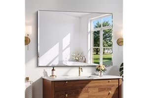 CILIBER Beveled Bathroom Mirror, 36x48 Inch Large Bathroom Mirrors for Over Sink, Upgraded Shatterproof Beveled Frameless Vanity Mirror, Crystal-Clear 3mm Tempered Glass, Horizontally or Vertically