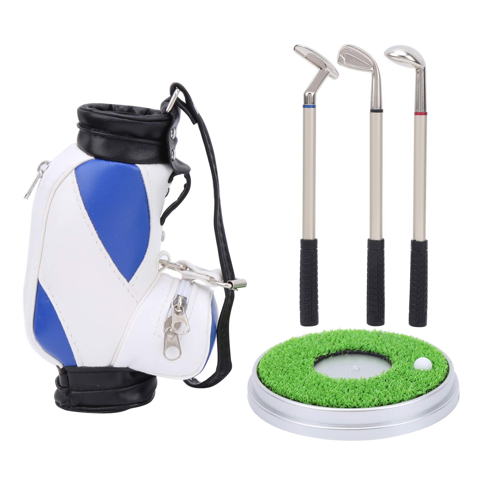 RiToEasysports Bag Pen Holder PU Leather Bag Pencil Holder with 3 Pcs Zinc Alloy Pen Plastic Lawn Base Souvenirs Gifts(Blue White) Leisure Sport