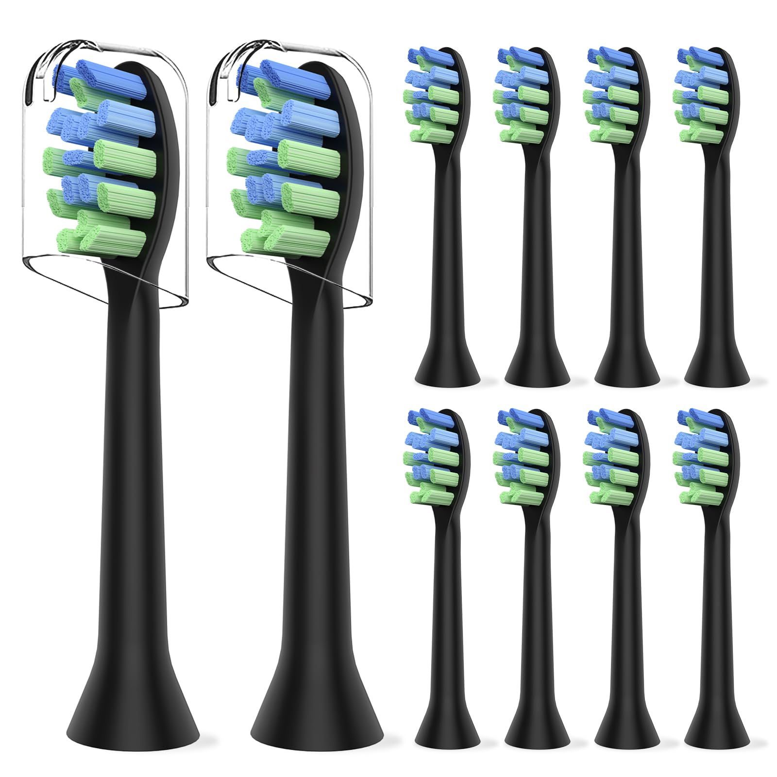 Photo 1 of Replacement Brush Heads Compatible with 7am2m AM101/AM105 Sonic Electric Toothbrush - Medium Bristles Toothbrush Refills Compatible with 7am 2m, 10 Count, Black