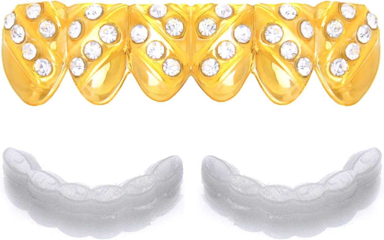 Hip Hop Iced Out Grillz Gold Plated Bottom Cap Teeth S615 G 1 extra Mold Bar