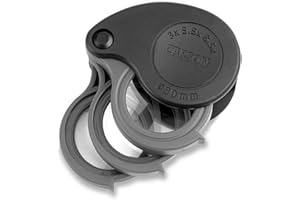 Carson TriView 3X/5.5X/8.5X Folding Loupe Magnifier with Built-in Case (TV-36), Black