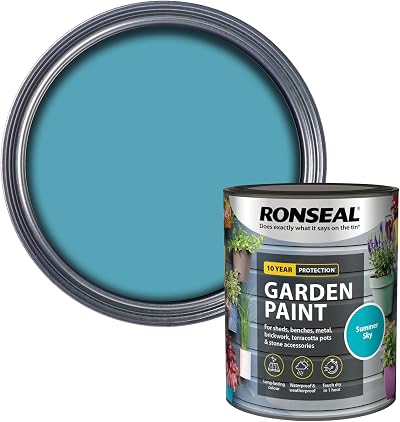 Ronseal Garden Paint Summer Sky 750ml High Solid Rainproof 1h