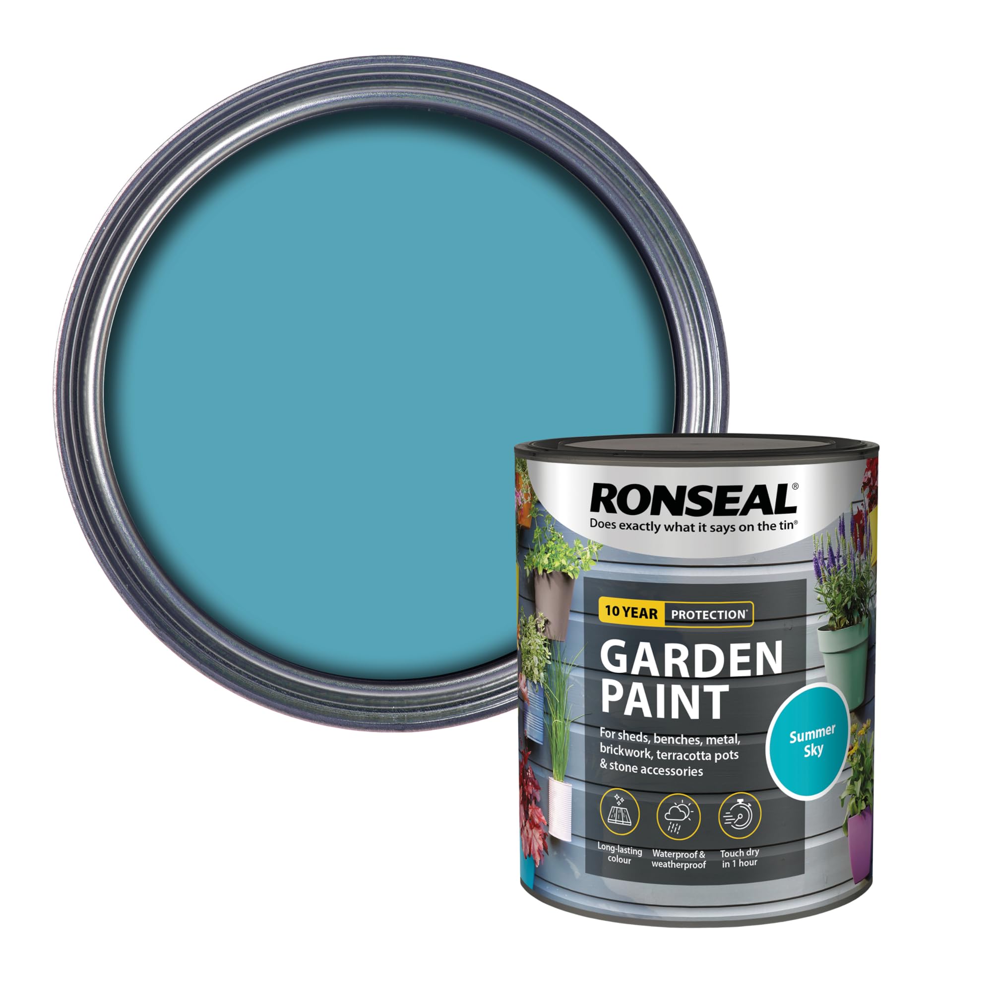 RONSEAL RSLGPSS750 GPSS750 Garden Paint Summer Sky 750ml, 750 ml