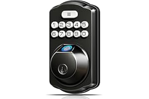 Veise Fingerprint Door Lock, Keyless Entry, Auto Lock, Electronic Keypad Deadbolt for Front Door, Biometric, Anti-Peeking Password, Easy Install, Matte Black