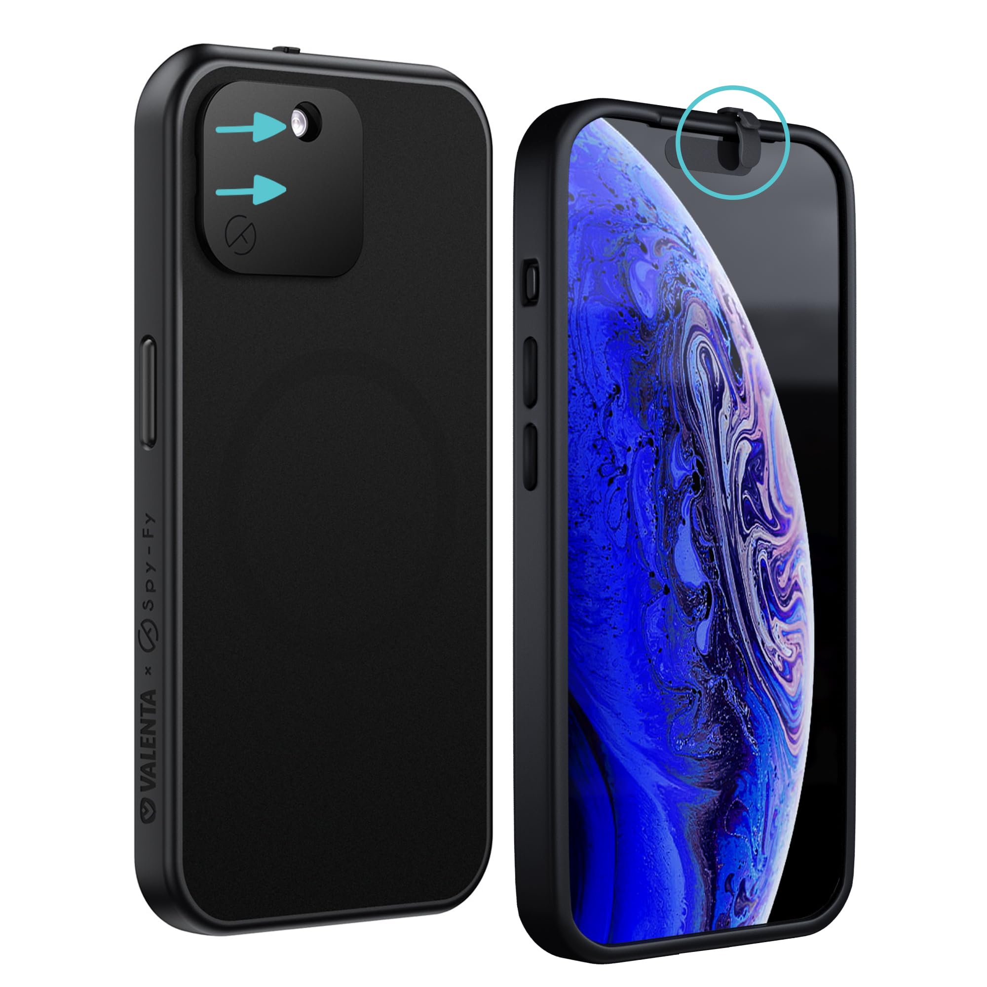 Spy-Fy Privacy Case Compatible with iPhone 15 | Camera Covers Front and Rear | Magsafe compatible and Kickstand | Protect Your Privacy | 6-Foot Drop Proof | 6,1 Inch | Black — image 1