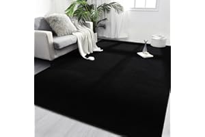 FlyDOIT Area Rugs for Bedroom Living Room, 5x8 Black Super Soft Comfy Thickened Memory-Foam Indoor Carpets, Modern Aesthetic Minimalist Carpet for Boys Girls Adults Apartment Nursery Home Décor