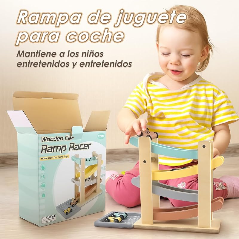 Montessori Juguete a Partir de 1 año para Coche, Pista de Bolas, Madera, a Partir de 1, 2 años, Juguete de Madera, Regalo para 1 2 años, niño
