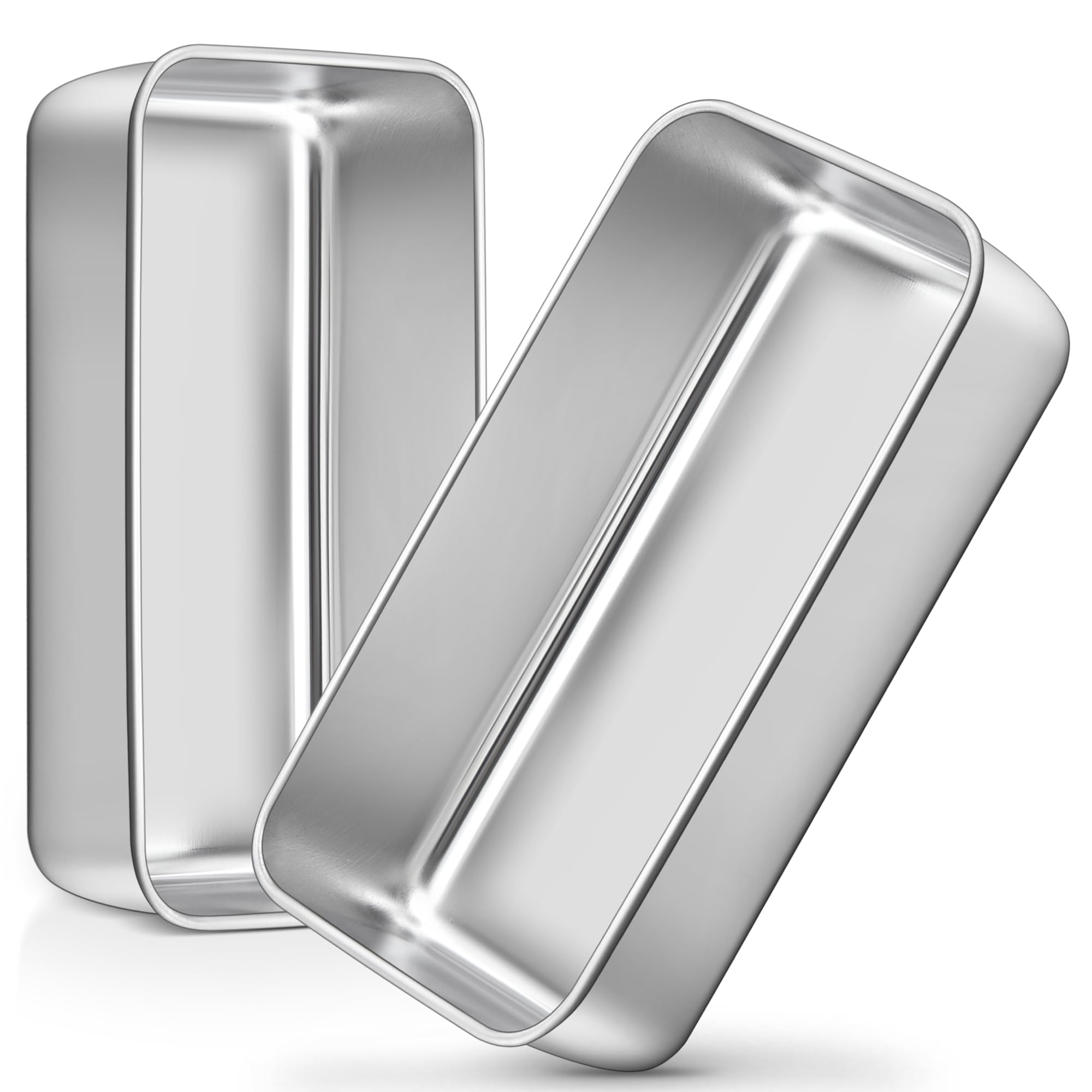 Joyfair 2lb Loaf Tin, Stainless Steel Bread Tin Set of 2, Loaf Pans for Baking Cake/Meat/Banana Bread/Loaves/Lasagna/Brownies, Healthy & Easy Release, Non Toxic & Rust Resistant, 23.5x12.7x6.3 cm