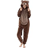 Snug Fit Unisex Adult Onesie Pajamas, Flannel Cosplay Animal One Piece Halloween Costume Sleepwear Homewear