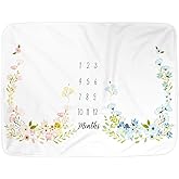 Kute 'n' Koo Premium Fleece Boy and Gril Twins Baby Monthly Milestone Baby Blanket for Girl Boy, Large Personalized Photography Background Blankets, Thick Fleece for Mom Newborn