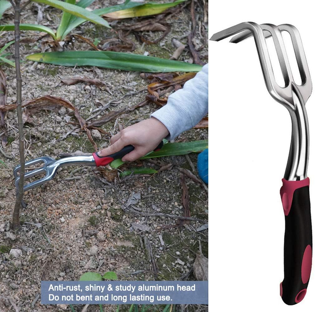 ESOW Garden Tool Set, 3 Piece Cast-Aluminum Heavy Duty Gardening Kit Includes Hand Trowel, Transplant Trowel and Cultivator Hand Rake with Soft Rubberized Non-Slip Ergonomic Handle, Garden Gifts : Garden & Outdoor