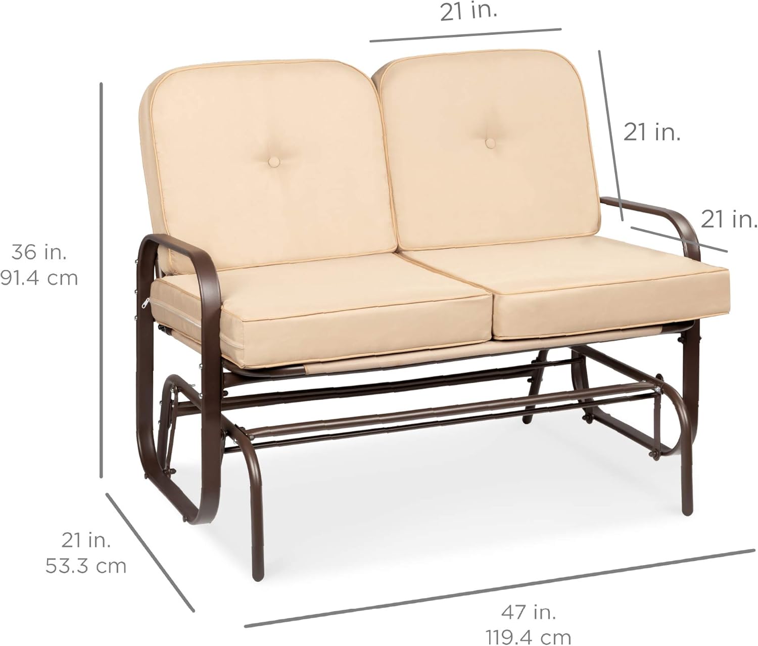 Best Choice Products 2-Person Outdoor Glider Bench Loveseat Rocking Chair for Patio, Garden, Yard, Porch w/Armrest, UV- and Water-Resistant Cushions - Beige : Garden & Outdoor