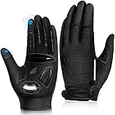 BIKINGMOREOK Bike Cycling Gloves for Men Women,Touchscreen Full Finger Shock-Absorbing 5MM Gel Pads MTB Road Bicycle Gloves for Mountain Biking,Running,Hiking,Outdoor Sports