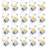 Ensenior 20 Pack 6 Inch LED Recessed Light, Dimmable, 2700K-5000K 5CCT, 1200LM High Brightness, 12W 120V, Damp Rated, ERL-12X-ETL, Ultra-Thin Canless Wafer Light - ETL & FCC & IC