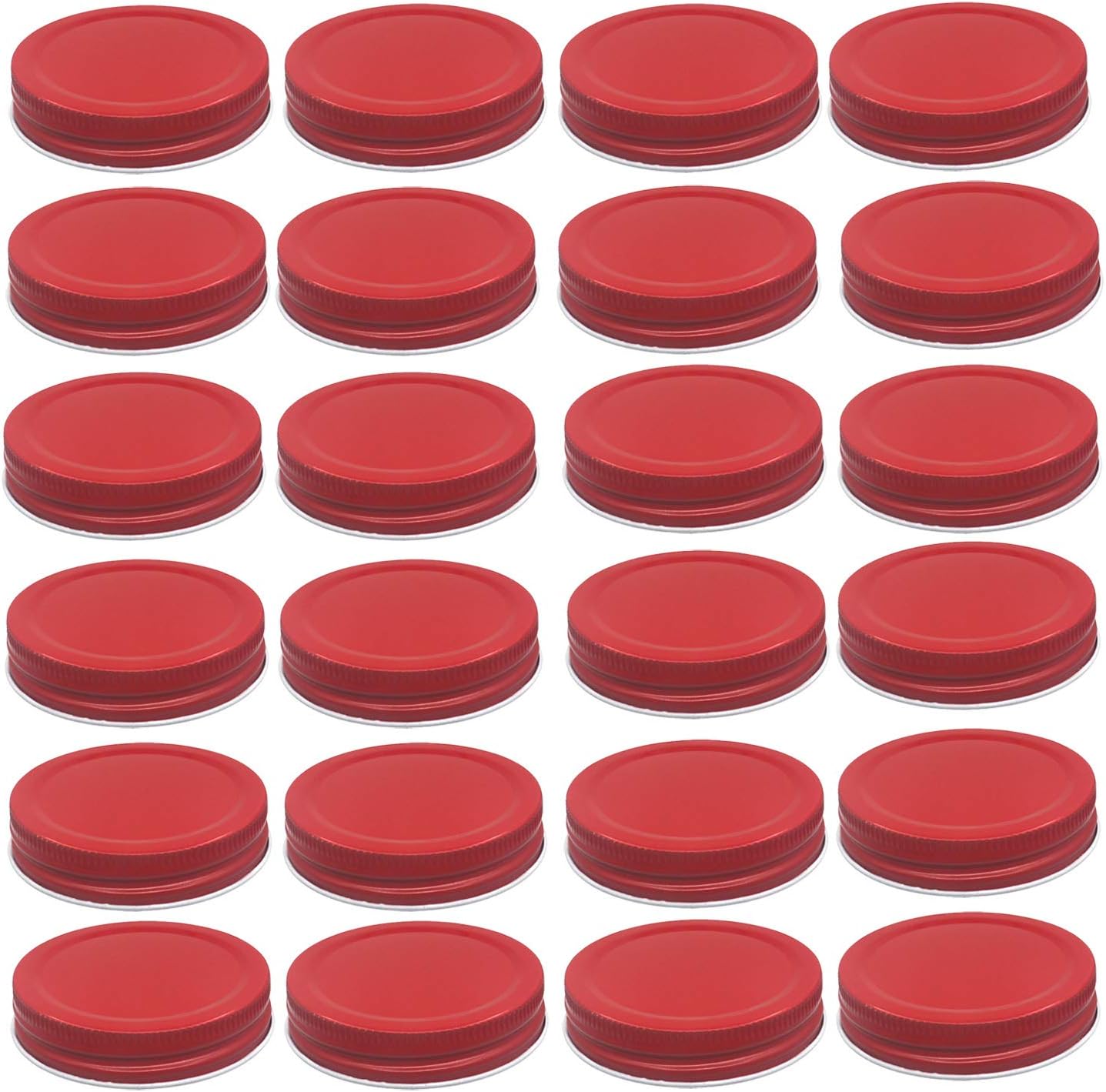 Trasfit 24 Pack Regular Mouth Mason Jar Lids, Leak Proof and Secure Storage Solid Caps For Canning Jars (RED)