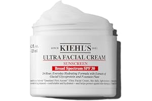 Kiehl's Ultra Facial Cream with SPF 30, Lightweight Daily Face Moisturizer for All Skin Types, 24-hour Hydration, UV Sunscreen Protection, Non-greasy, Absorbs Quickly, with Glacial Glycoprotein