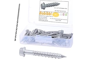 Bobibbi 1/4 x 1-3/4" 410 Stainless Steel Hex Head Tapcon Concrete Screw Anchor, for Anchoring to Masonry, Block or Brick (50Pcs)