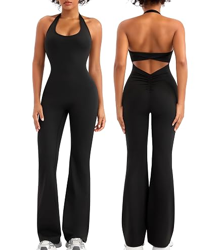 Amazon.com: OEAK Womens Flare Jumpsuit Tummy Control Cutout Romper