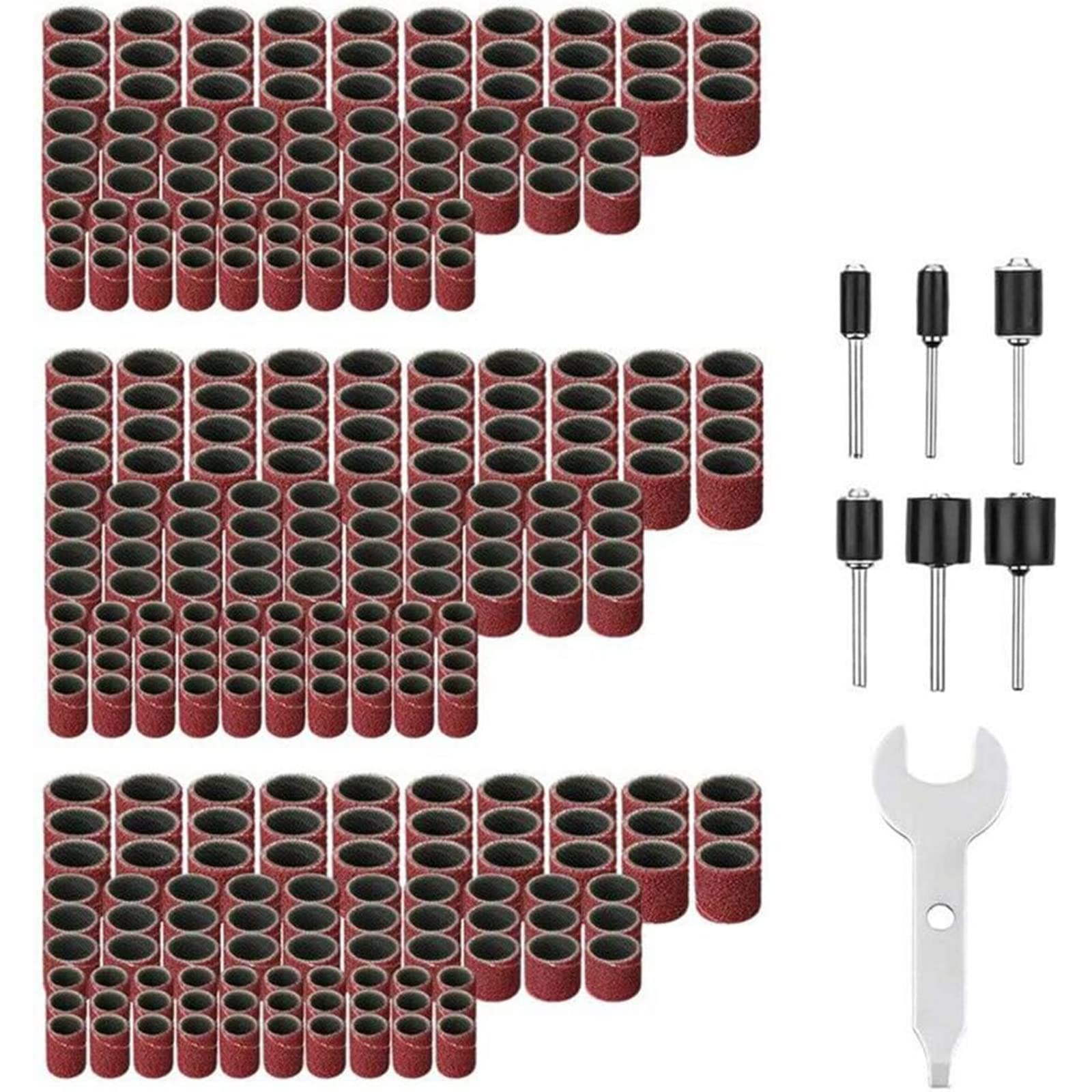 Boxonly 307 PCS Drum Sanding Kit 80 Grit 120 Grit 240 Grit Sanding Bands Drum Sleeve for Nail Drill Bits Accessories Rotary Tool