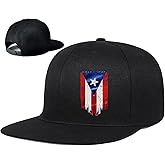 Snapback Hats for Men Puerto Rico Flag Hat Flat Bill Hats for Men Fitted Black Baseball Cap Mens
