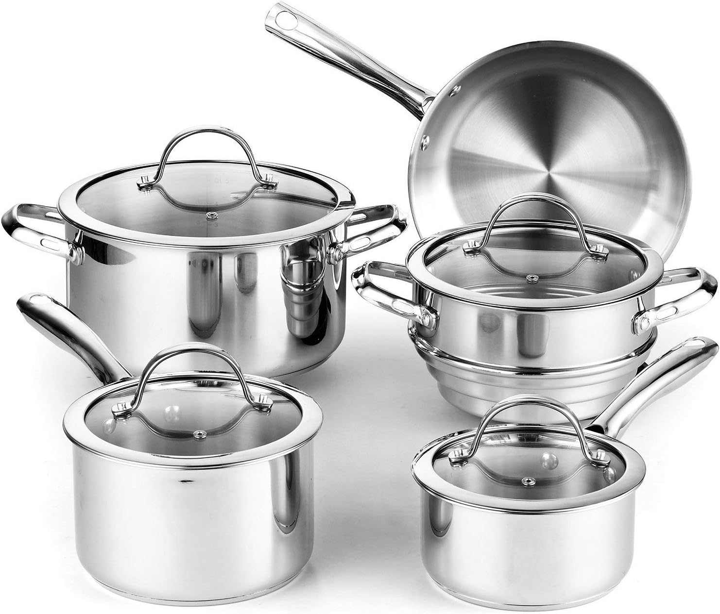 9Piece Classic Stainless Steel Cookware Set Silver 9 Piece