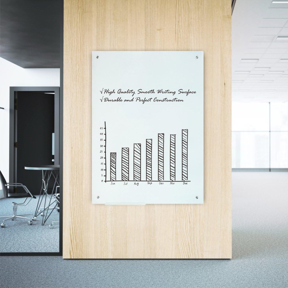 Lockways Glass Dry Erase Board – Ultra Whiteboard/White Board 36 x 24, Frameless, Clear Marker Tray, for Office, Home, School : Office Products