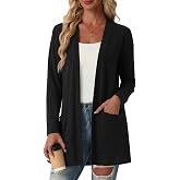 Lepunuo Lightweight Cardigan Sweaters for Women Long Sleeve Cardigans | Open Front Casual Cardigan,Knit Cardigan with Pockets,Spring&amp;Fall Cardigan Sweaters