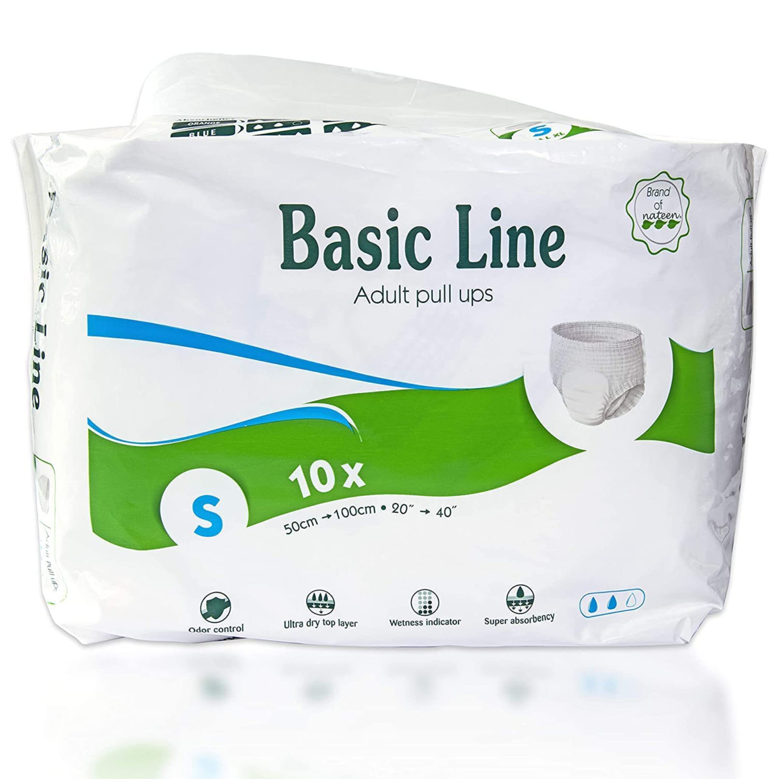 Adult Incontinence Pants - 80 Small Pull Up Pants - Basic Line - Disposable Pants For Men & Women - Discreet Incontinence Pants - 1200ml Absorbency