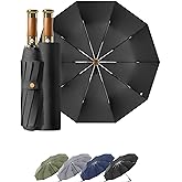 Rain Cats Large Umbrella 45 Inch diameter Umbrellas for rain Strong10 Ribs Fiberglass Windproof big Compact Automatic portable Folding Travel/Thick Fabric/Wood handle
