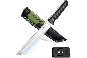 Dragon Creek Tactical Knife Kydex - Outdoor Fixed Blade Survival Knife with Sheath D2 Steel Blade G10 Full Tang Handle for Camping Hiking Christmas Thanksgiving Gift Men Green
