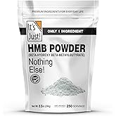 It's Just! - HMB Powder, 250g, Beta-Hydroxy Beta-Methylbutyrate, as Calcium HMB, Batch Tested Gluten Free, Non-GMO, Heavy Metal Tested, Keto Friendly (Unflavored, 250g)