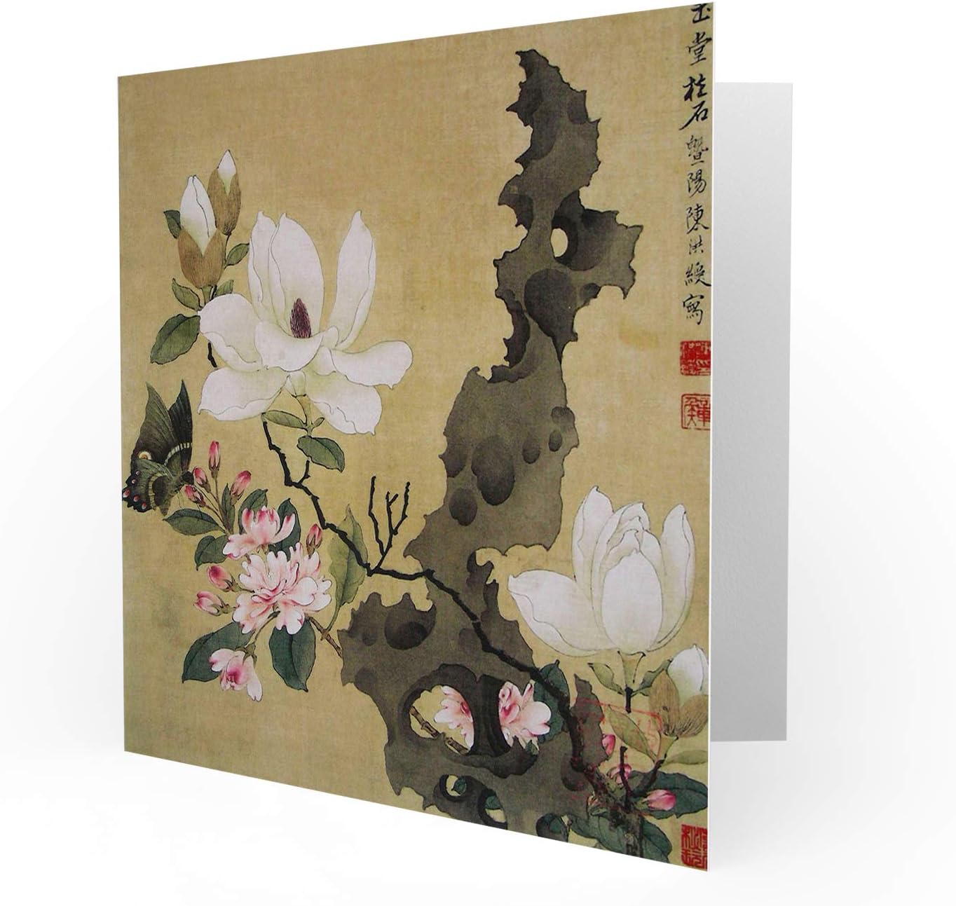 Wee Blue Coo GREETINGS CARD BIRTHDAY GIFT CHEN HONGSHOU LEAF JAPANESE ART, pastel, 15 x 15 cm - Image 3