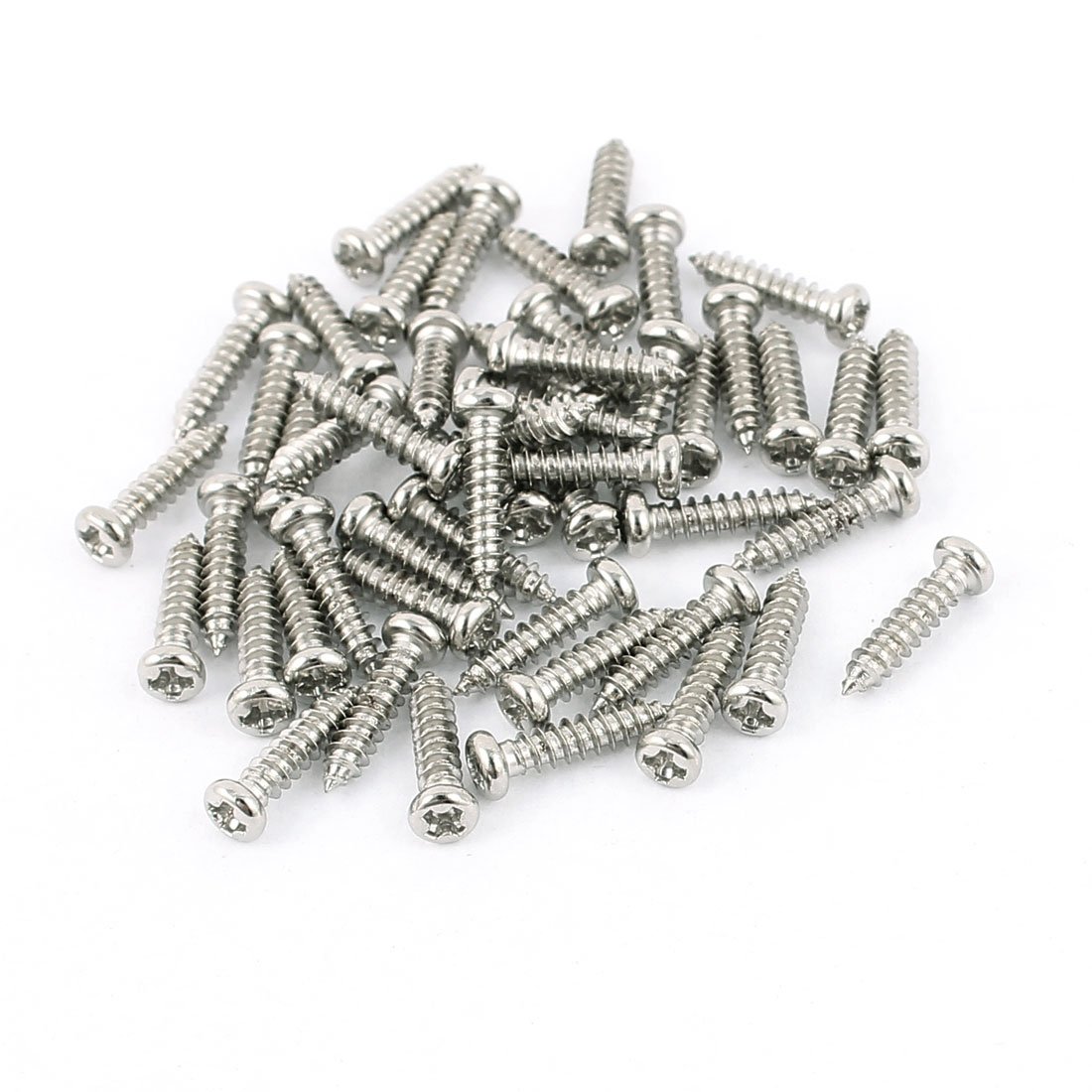 sourcing map 50pcs M2.3 x 10mm Stainless Steel Cross pan Head Self Tapping Screws Bolts