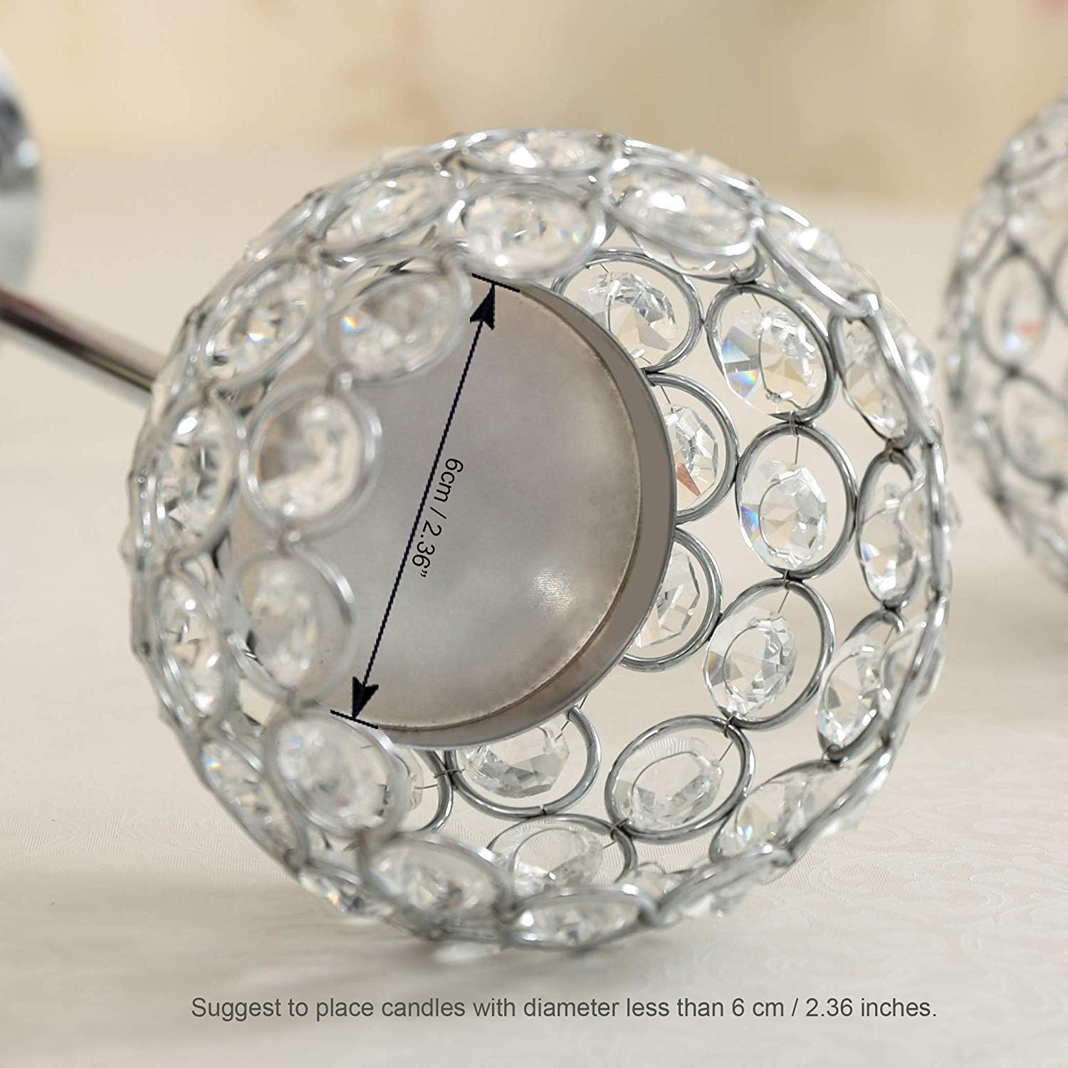 VINCIGANT Modern Silver Crystal Candle Holders/Decorative Candle Lanterns for Anniversary Celebration,Dining Room Coffee Table Decorative Centerpiece/Housewarming Gifts,Set of 2: Home & Kitchen