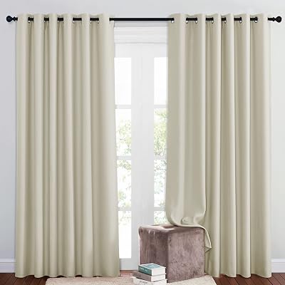 PONY DANCE Thermal Insulated Curtains 2 Pack Beige 80x84 Eyelet Drape