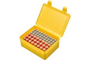 ALCYON Battery Organizer Storage Box, Garage Case Holder for 24* AA, 30* AAA Batteries (Bag Not Include Batteries Pack) (yellow)