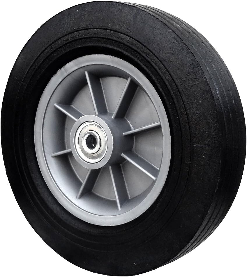 Flat Free Tire 10" x 2.75" Hand Truck Wheel - 2.25" Offset Hub - 5/8" Axle - 550 lbs Capacity