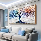 ERQINHUA Large Canvas Wall Art For Living Room Wood Framed Wall Decor For Bedroom Modern Office Decorations Colorful Wall Painting Tree Abstract Pictures Canvas Prints Artwork Home Decor 20x40 In