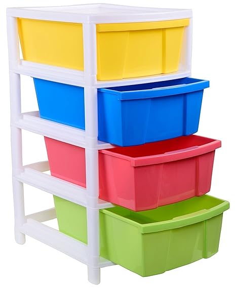 Buy Aristo Plastic Four Shelf Multi Color Drawer Online At Low
