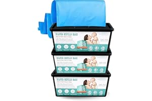 MooMoo Baby Diaper Pail Refill Bags 3 Packs, Max Odor Lock, 90 Bags, Holds Up to 4200 Diapers
