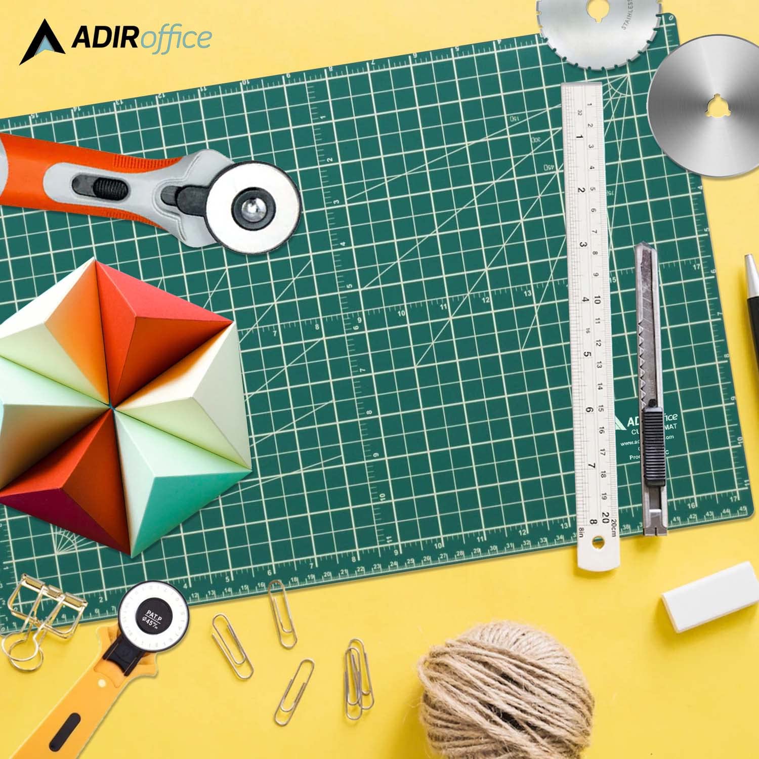 Adir Self Healing Cutting Mat - 18x24 Inches Sew Cutting Mat and Quilt Cutting Mat with 5 Layers, Double Sided Cutting Mat for Crafts - Reversible Non-Slip Cutting Pad with Grid